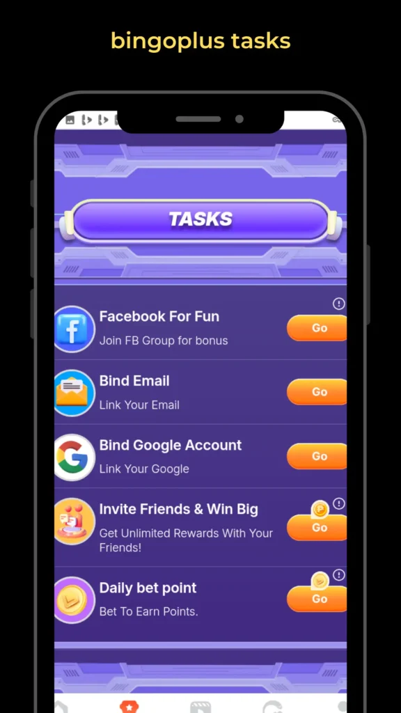 BingoPlus Tasks and rewards